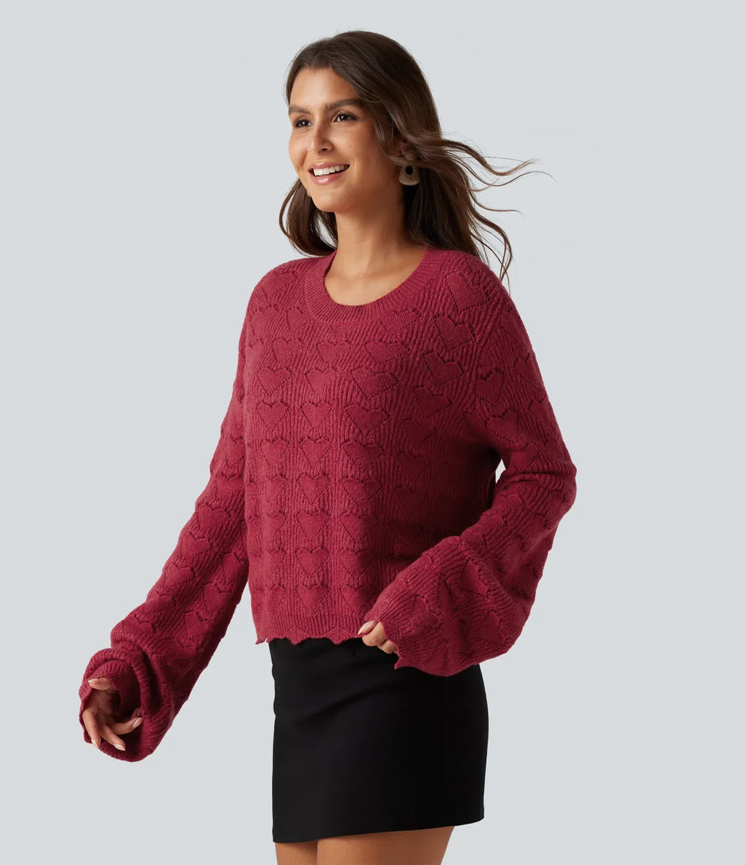 Round Neck Dropped Shoulder Long Sleeve Casual Jumper