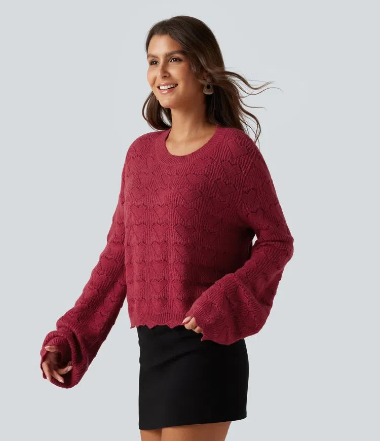 Round Neck Dropped Shoulder Long Sleeve Casual Jumper