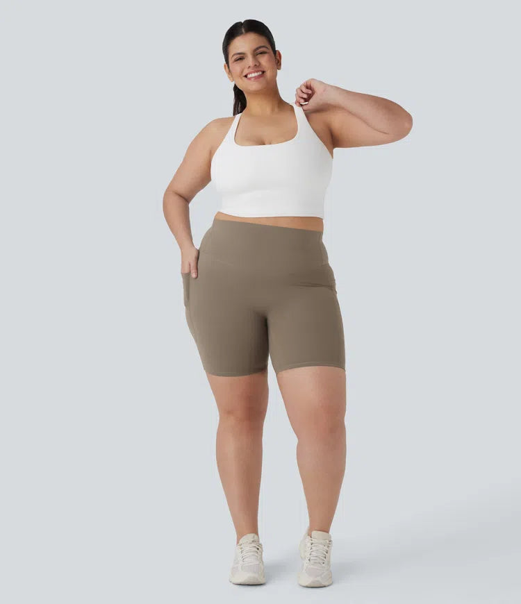 Halara UltraSculpt High Waisted Tummy Control Shaping Training Plus Size Biker Shorts 7&