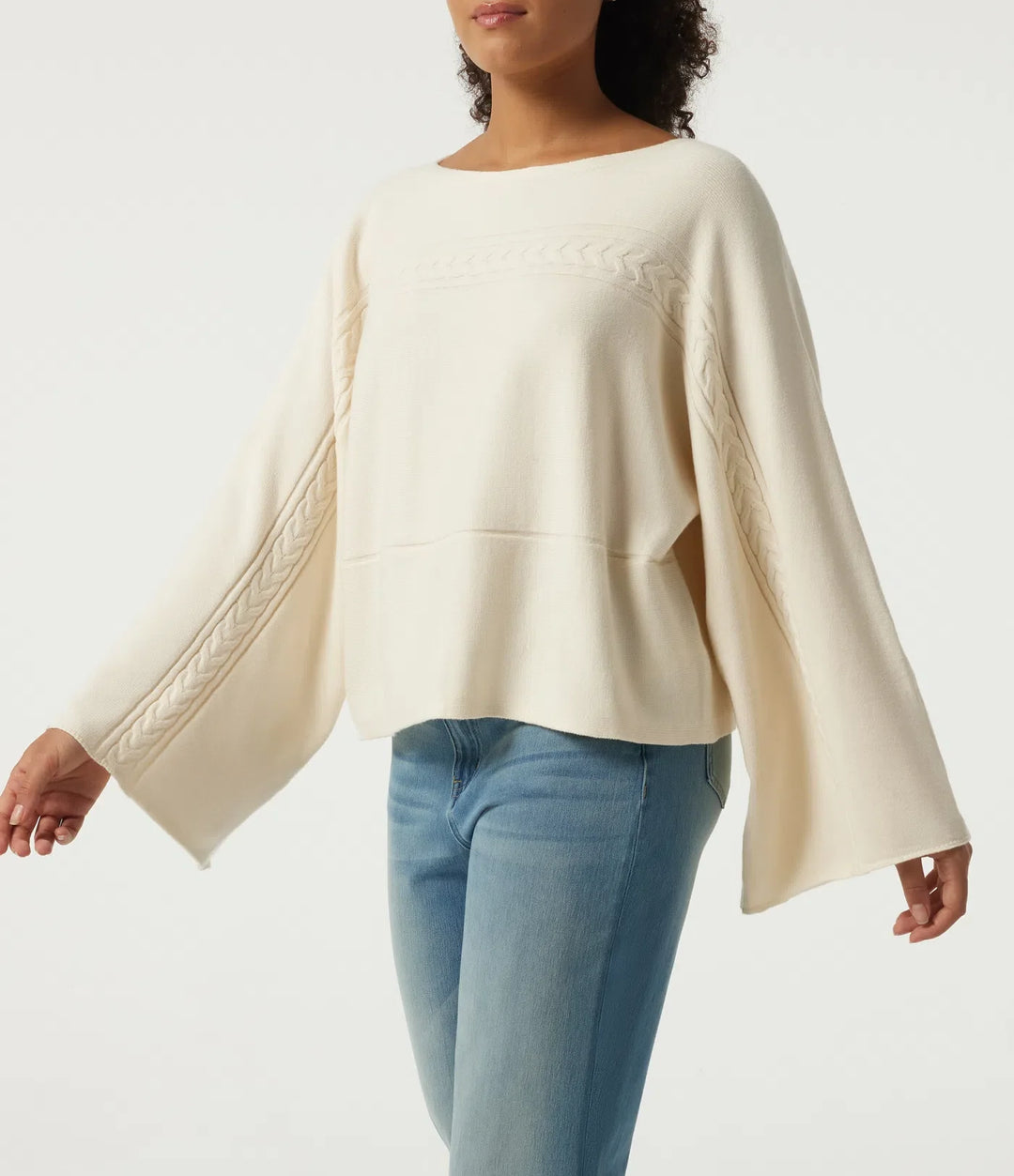 Boat Neck Long Bell Long Sleeve Casual Jumper