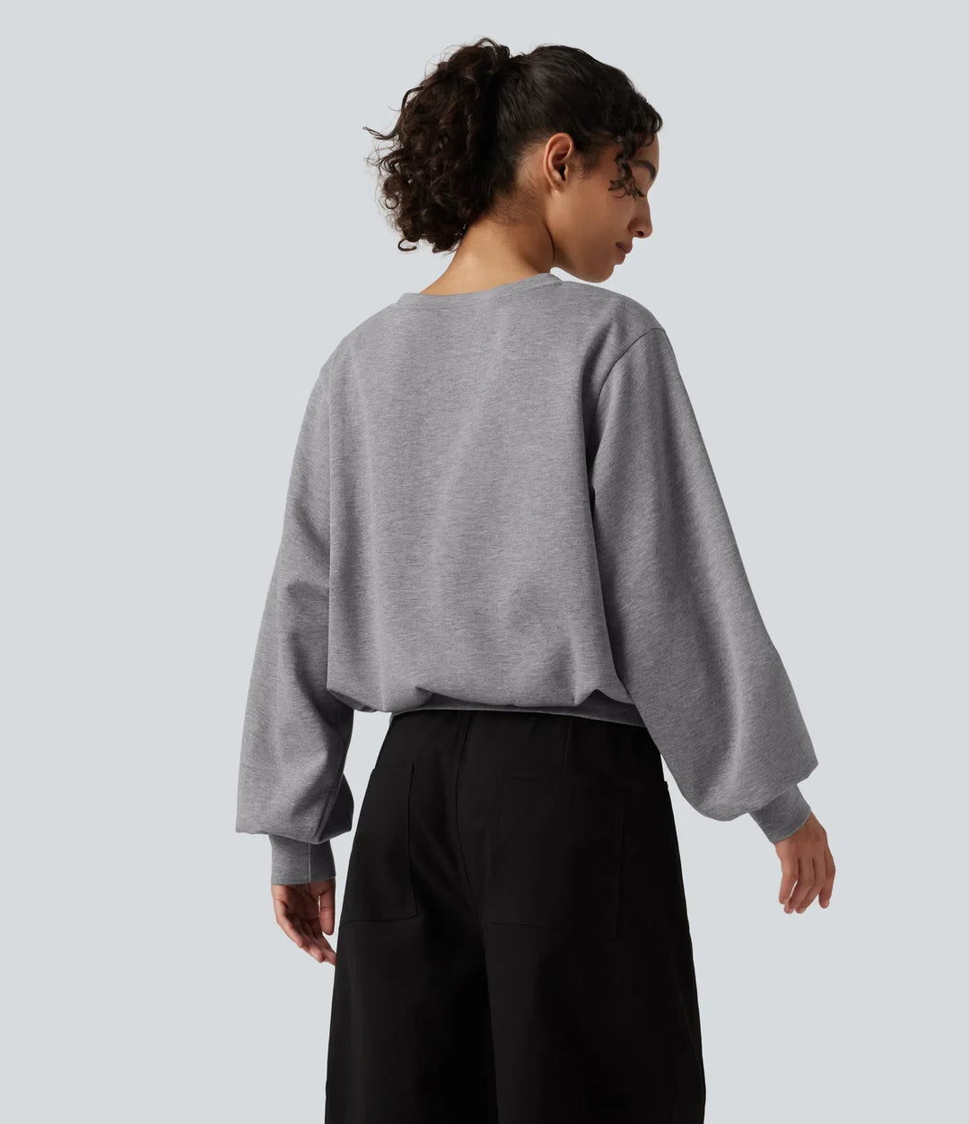Round Neck Bubble Long Sleeve Casual Sweatshirt