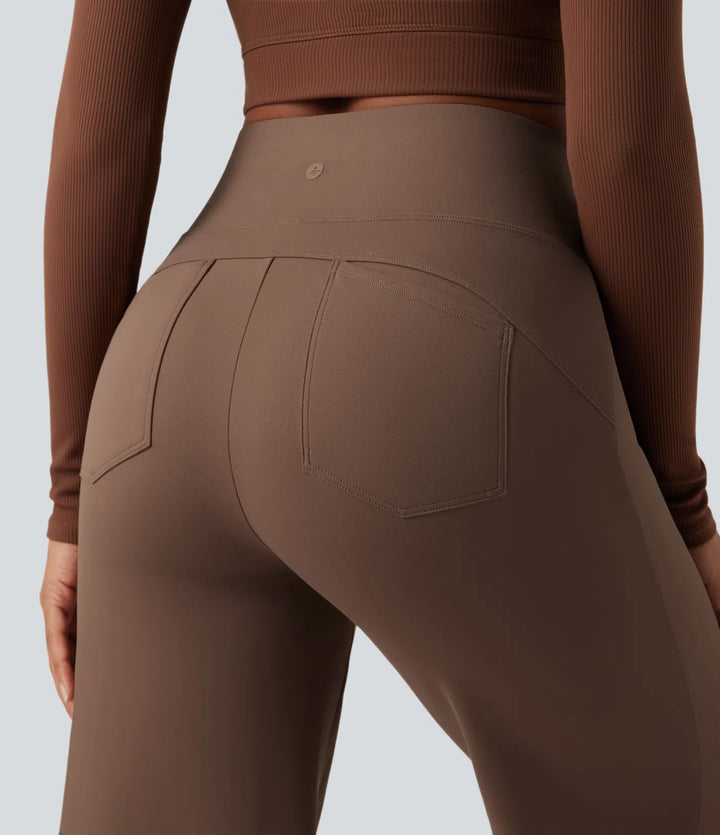 DayStretch High Waisted Tummy Control Wide Leg Yoga Trousers with Pockets