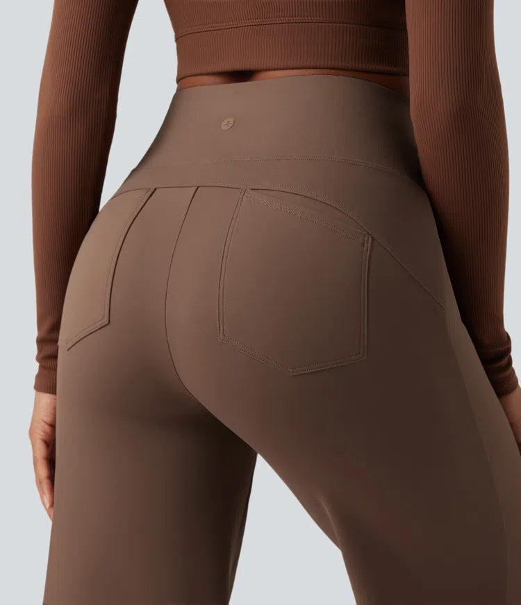 DayStretch High Waisted Tummy Control Wide Leg Yoga Trousers with Pockets