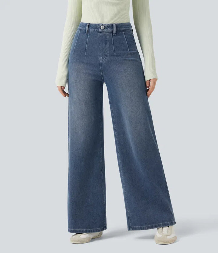 Halara Flex High Waisted Tummy Control Wide Leg Casual Jeans with Pockets
