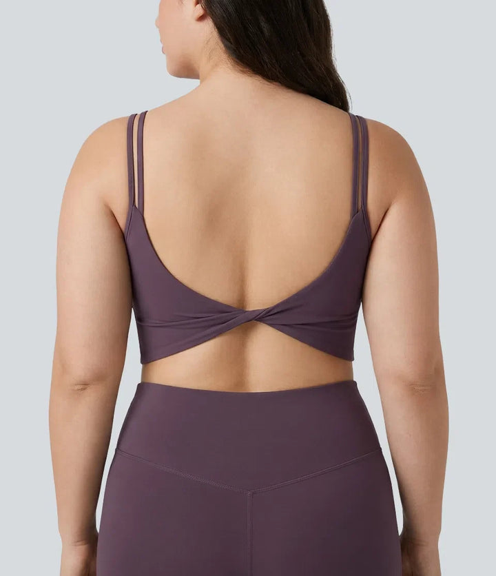 Plus Size Halara UltraSculpt Built-in Bra Double Straps Twisted Backless Cropped Yoga Tank Top