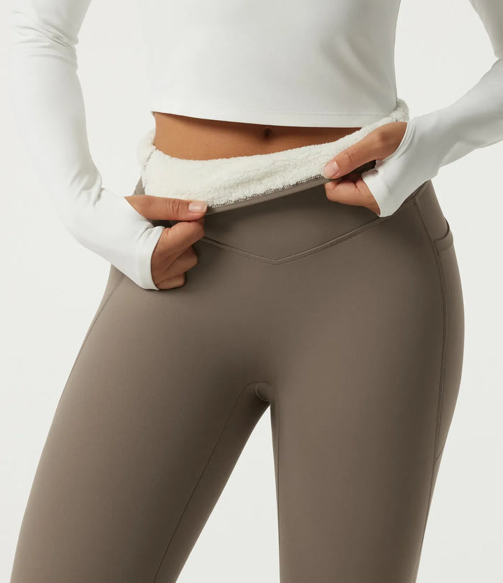Halara UltraSculpt Heat High Waisted Tummy Control Fleece Yoga Leggings with Pockets