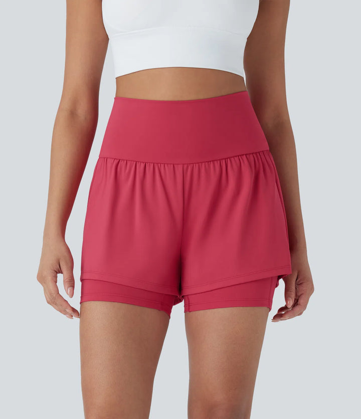 SoftlyZero Airy Super High Waisted 2-in-1 InstantCool Yoga Shorts 5&