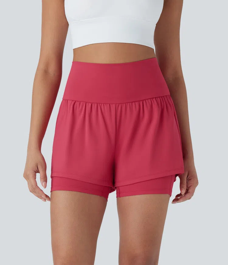SoftlyZero Airy Super High Waisted 2-in-1 InstantCool Yoga Shorts 5&