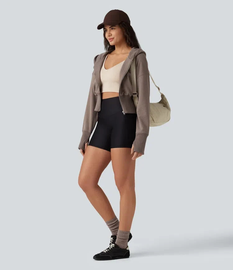 Hooded Raglan Long Sleeve Thumb Hole Casual Sweatshirt