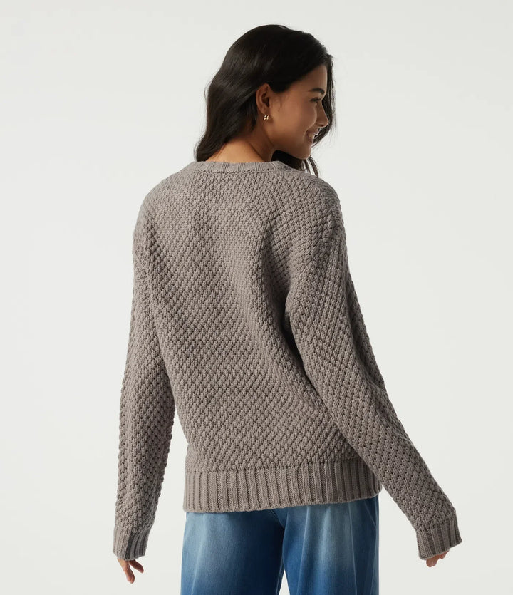 Round Neck Dropped Shoulder Long Sleeve Work Jumper