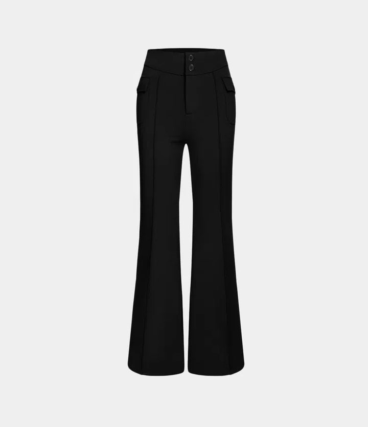 High Waisted Side Flap Pocket Flare Casual Cargo Trousers