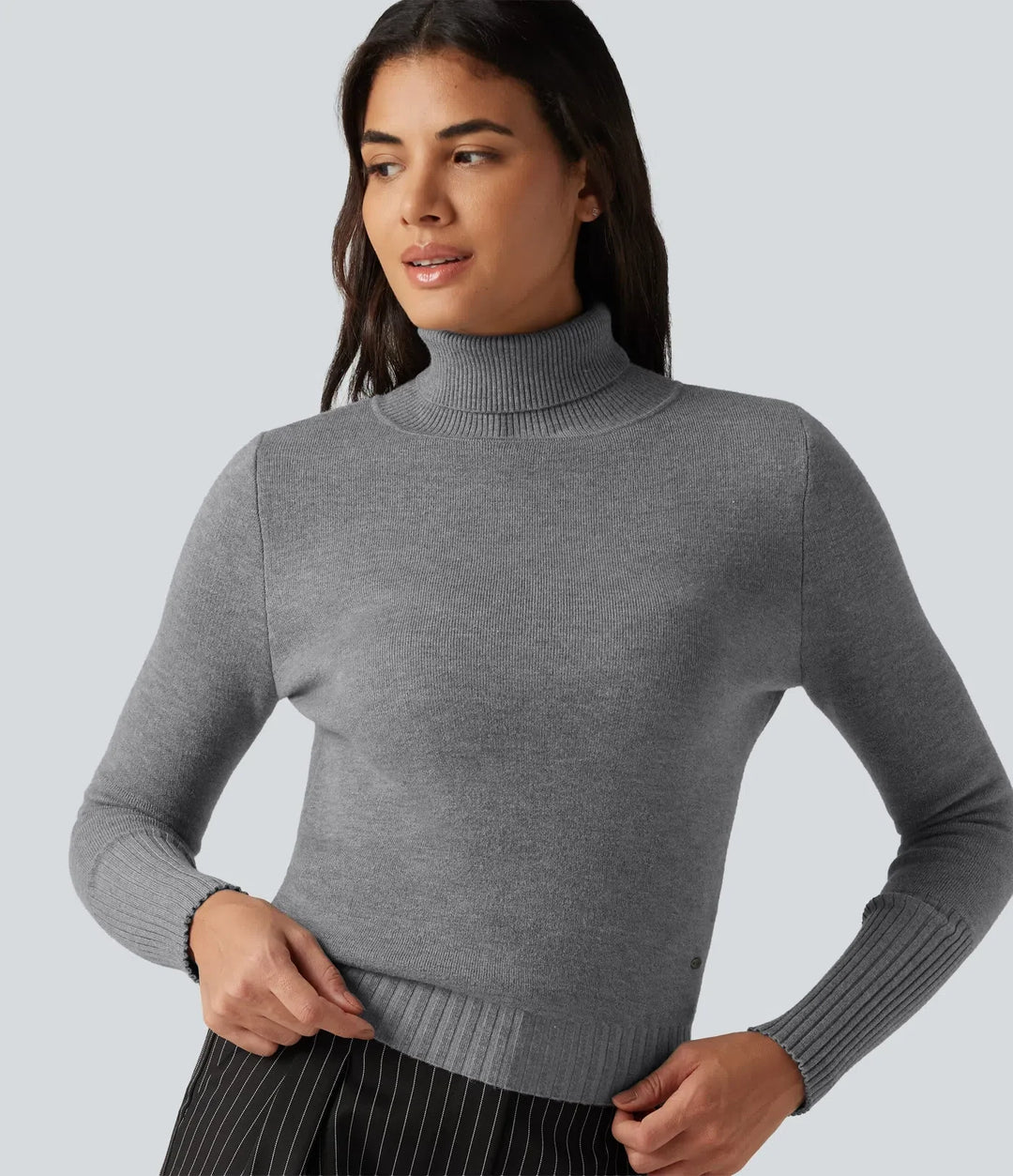 High Neck Long Sleeve Casual Jumper