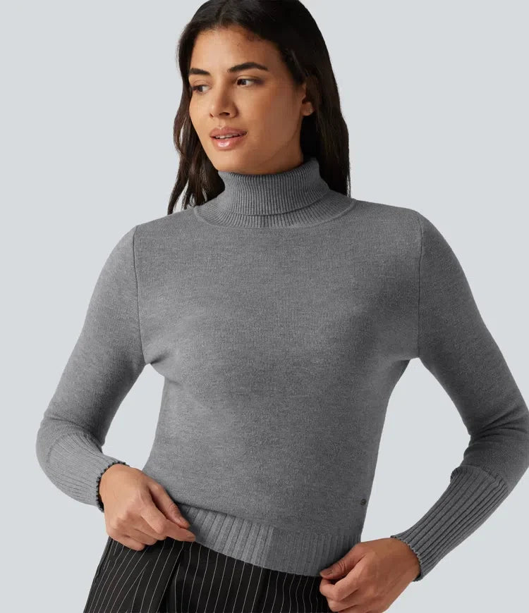 High Neck Long Sleeve Casual Jumper