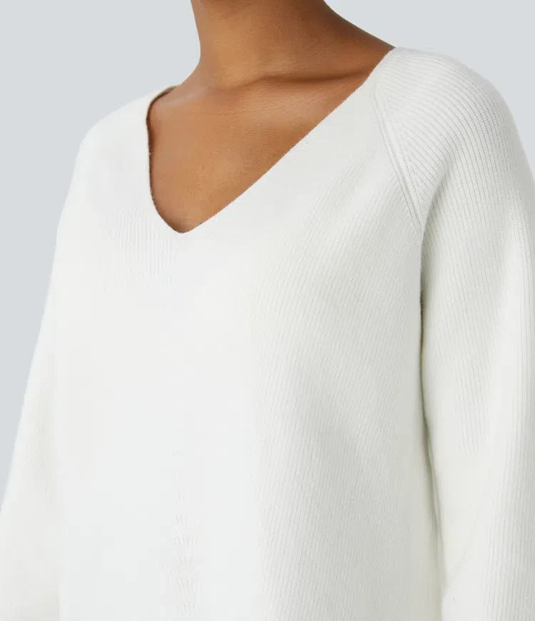 V Neck Long Sleeve Casual Jumper