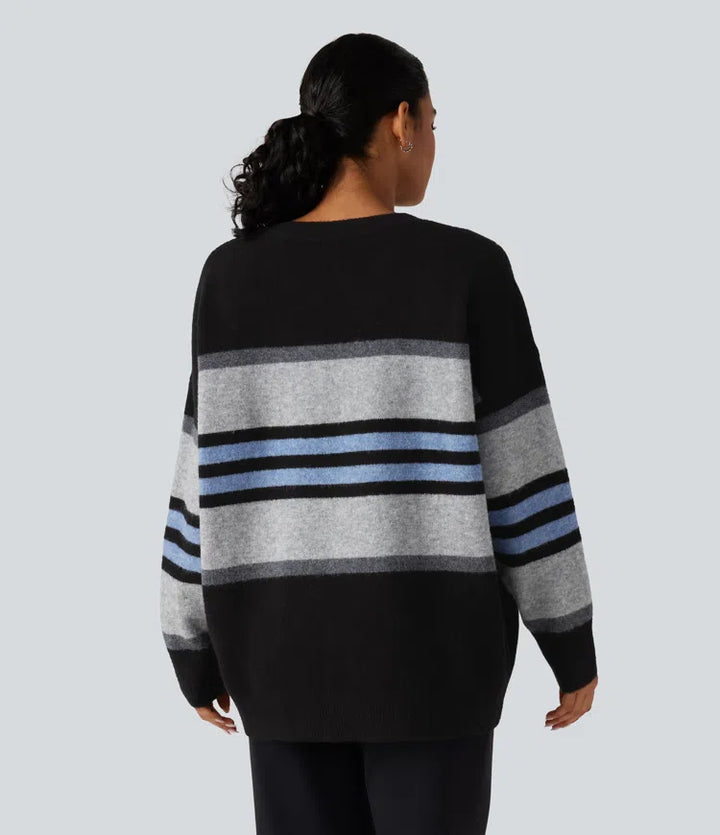 Round Neck Long Sleeve Striped Casual Jumper