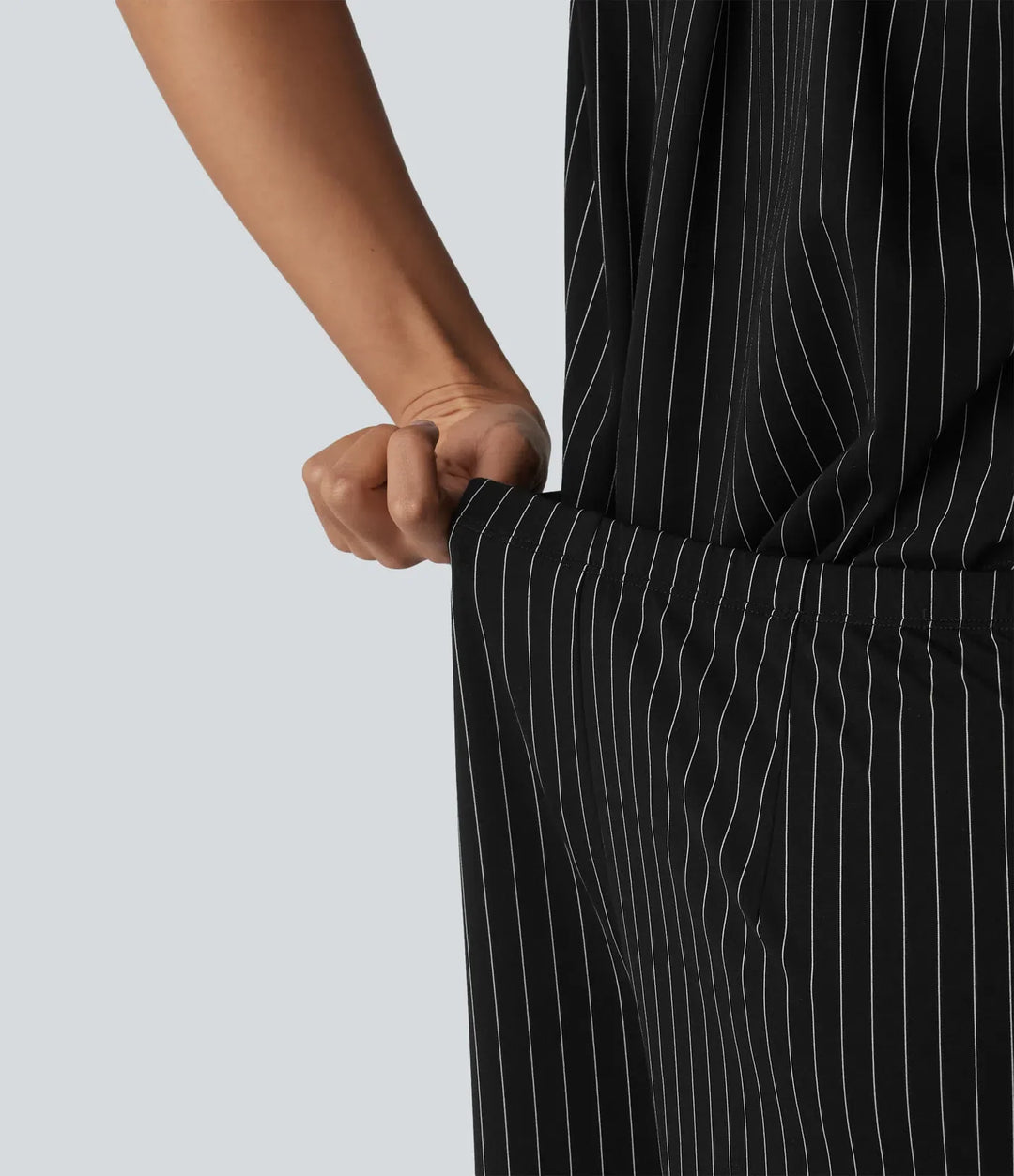 Short Sleeve Belted Stripe InstantCool Work Shirt Jumpsuit with Pockets-Easy Peezy Edition