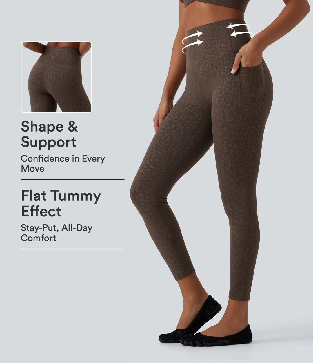 Halara UltraSculpt Leopard Print High Waisted Tummy Control Yoga Leggings with Pockets