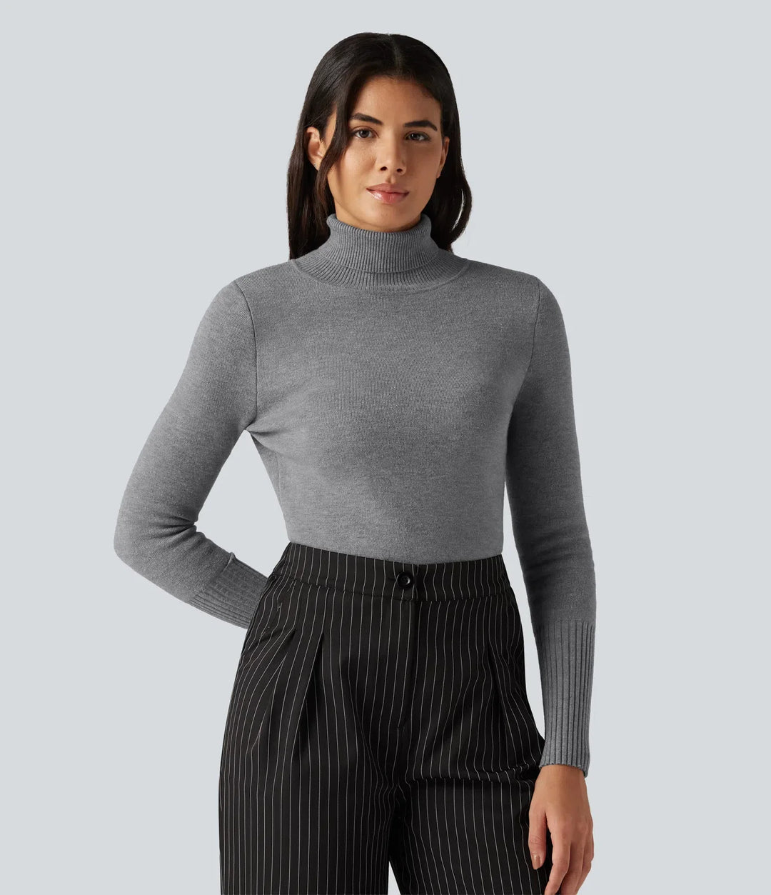 High Neck Long Sleeve Casual Jumper
