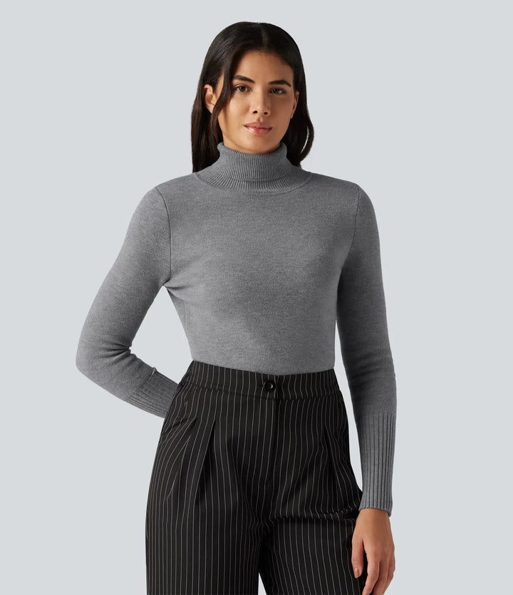 High Neck Long Sleeve Casual Jumper