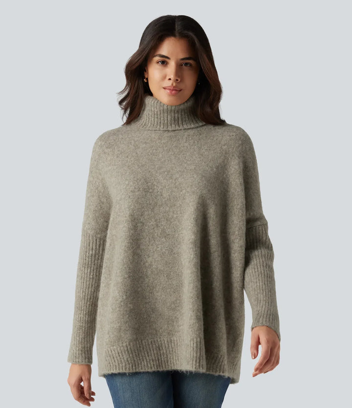 High Neck Long Sleeve Oversized Casual Jumper