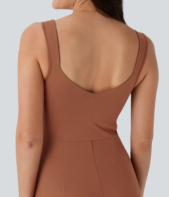 U Back Sleeveless Casual Party Jumpsuit with Pockets