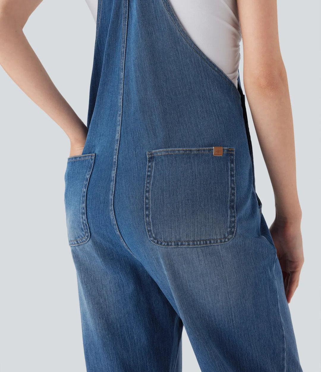 Halara Flex Straight Leg Denim Casual Overalls with Pockets