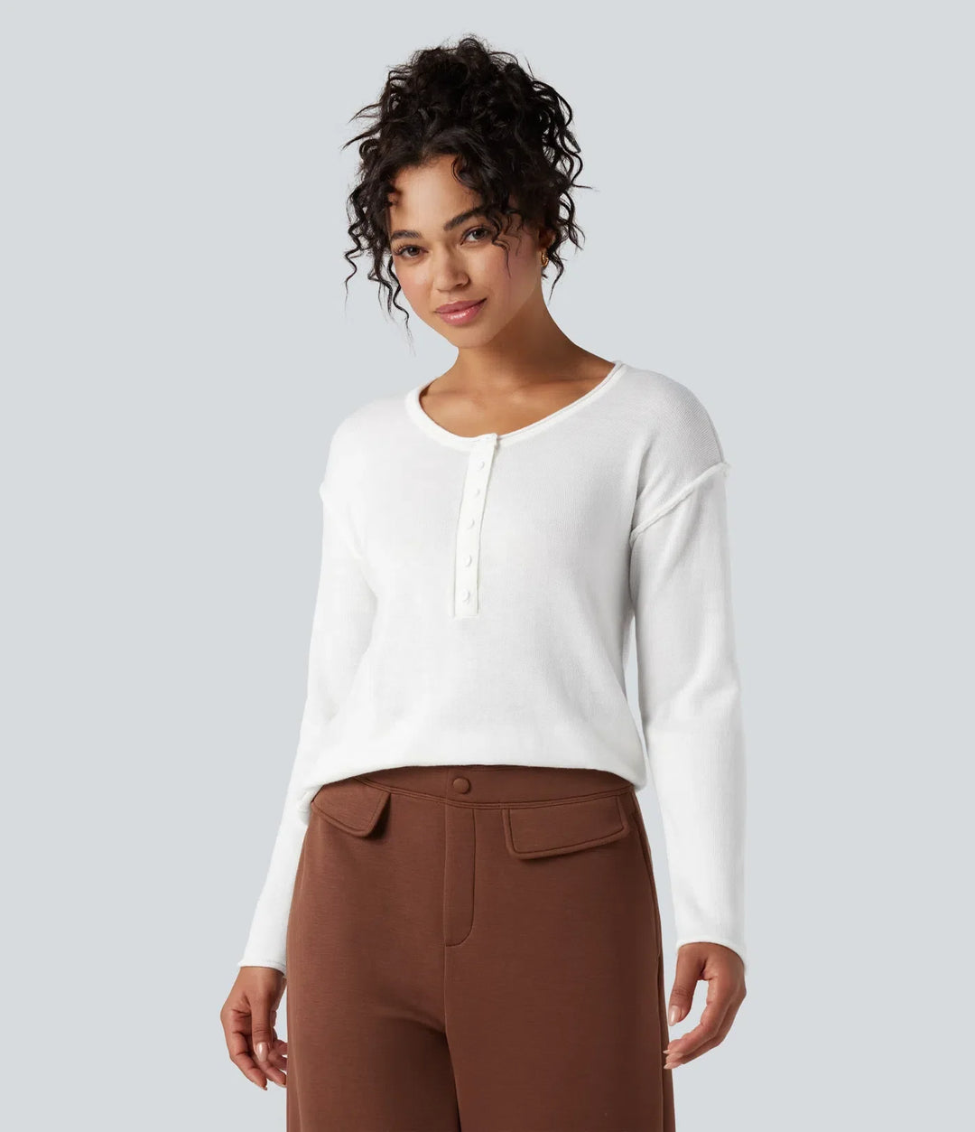 Henley Neck Long Sleeve Work Jumper