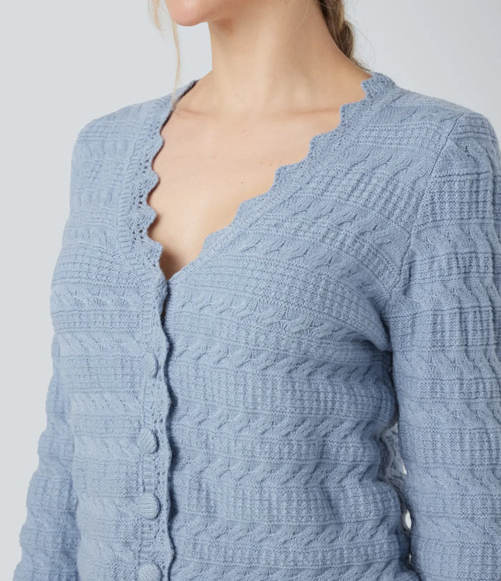 V Neck Long Sleeve Jumper Knit Casual Cardigan