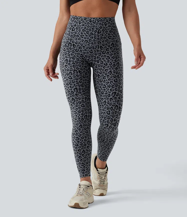 Halara UltraSculpt Leopard Print High Waisted Tummy Control Yoga Leggings with Pockets