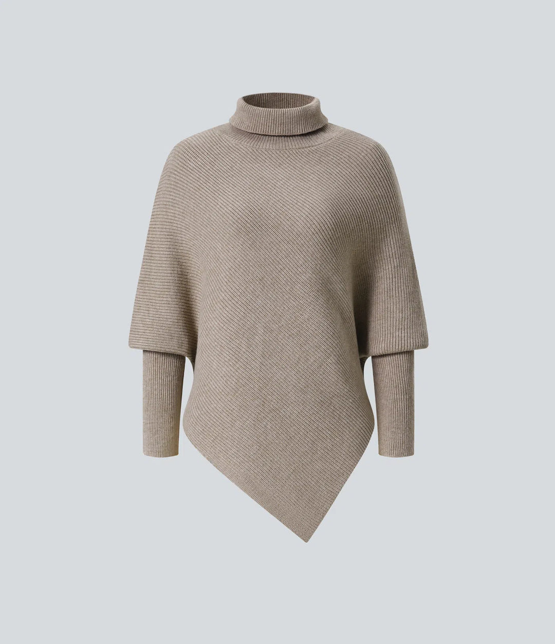 High Neck Long Sleeve Asymmetric Hem Work Jumper