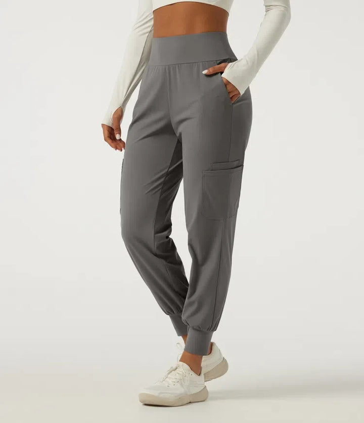 Wrinkle Recovery Quick Dry High Waisted Tapered Workout Joggers with Pockets