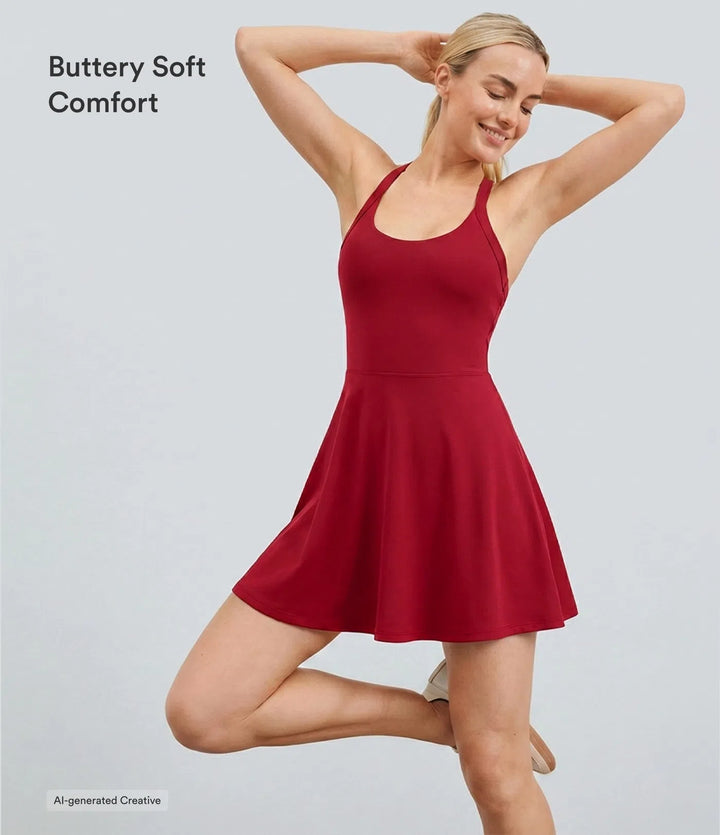 SoftlyZero Airy Backless Twisted InstantCool Dance Active Dress-Easy Peezy Edition