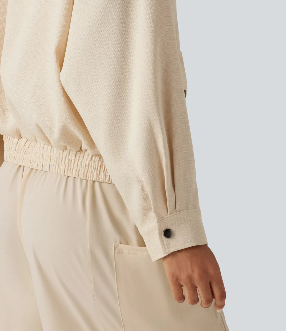 Mock Neck Long Sleeve Casual Jacket with Pockets