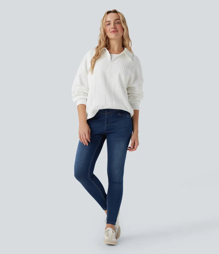 Halara Flex High Waisted Denim Casual Skinny 7/8 Leggings with Pockets