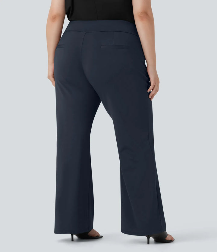Plus Size Halara Flex DayStretch High Waisted Work Flare Trousers with Side Zip Pockets