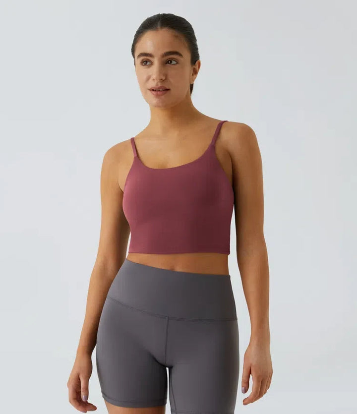 Basic Padded Workout Cropped Low Support Tank Top A-D Cups