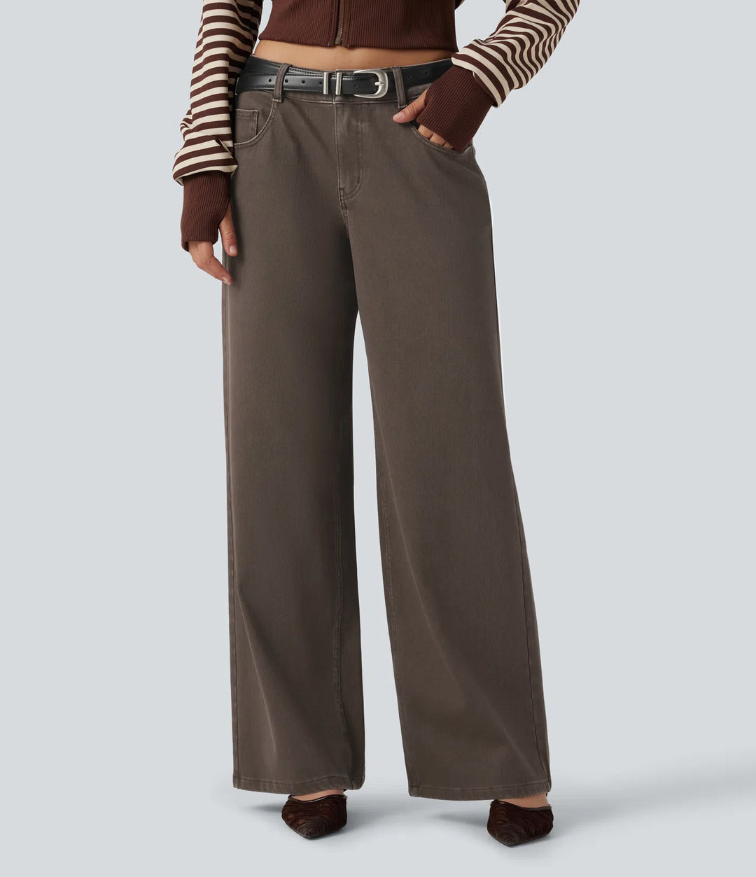 Halara Flex Low Rise Wide Leg Casual Jeans with Pockets