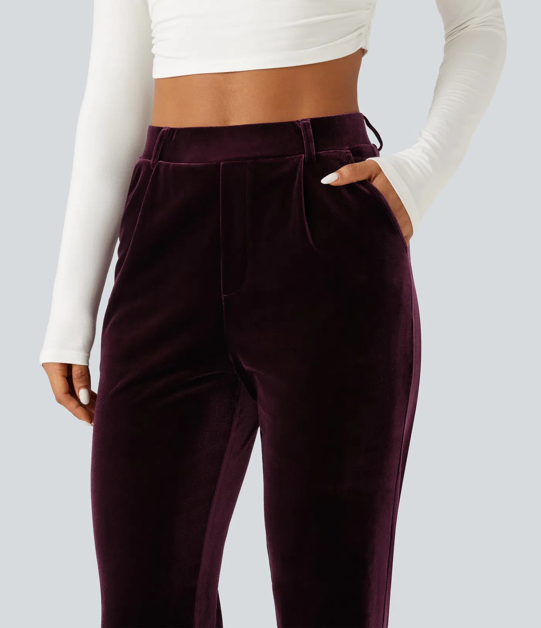 Halara Flex High Waisted Velvet Work Trousers with Pockets