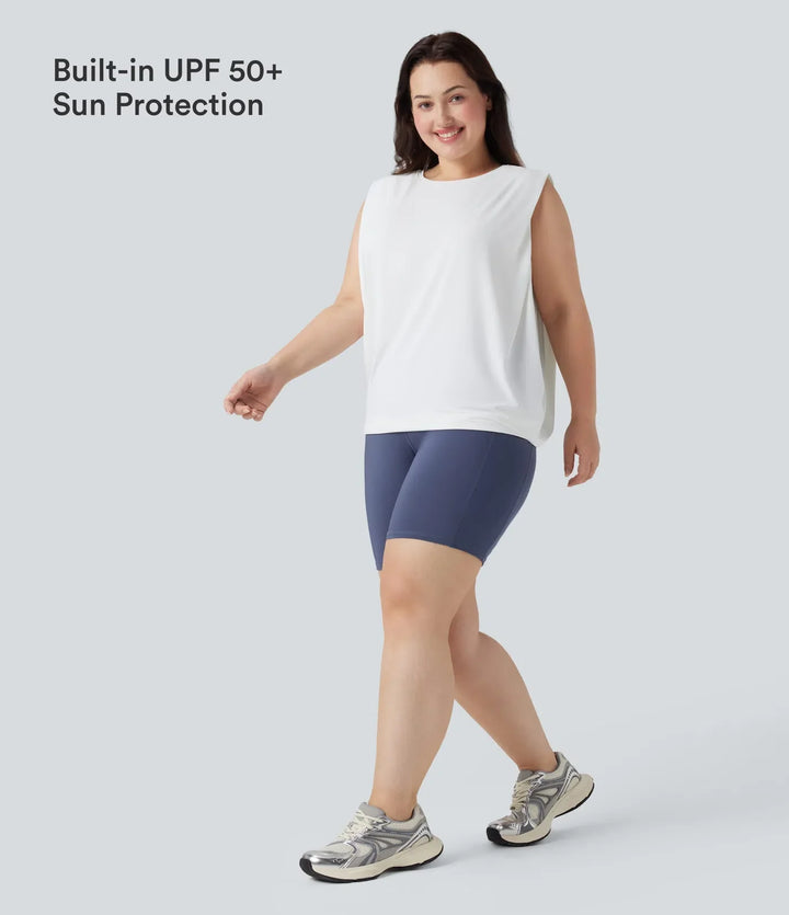 Plus Size Round Neck Cool Touch Yoga Tank Top-UPF50+