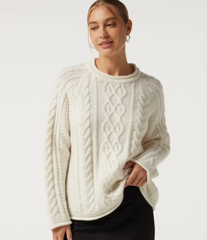 Round Neck Long Sleeve Rolled Hem Casual Jumper