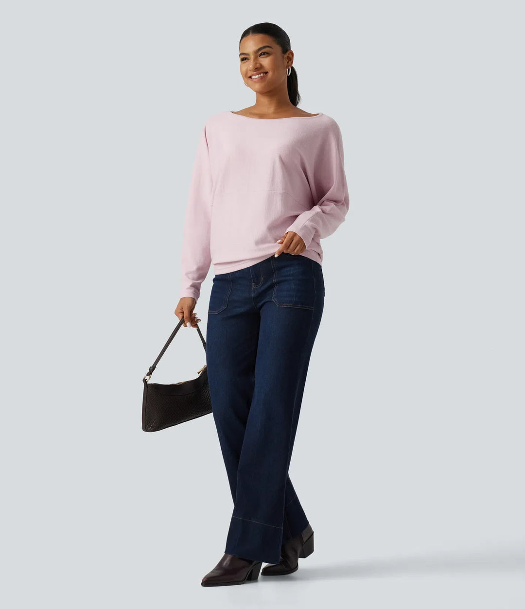 Boat Neck Long Sleeve Casual Jumper
