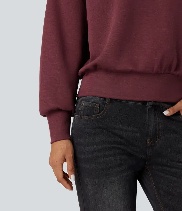 SpacerTek Funnel Neck Half Zip Oversized Casual Sweatshirt