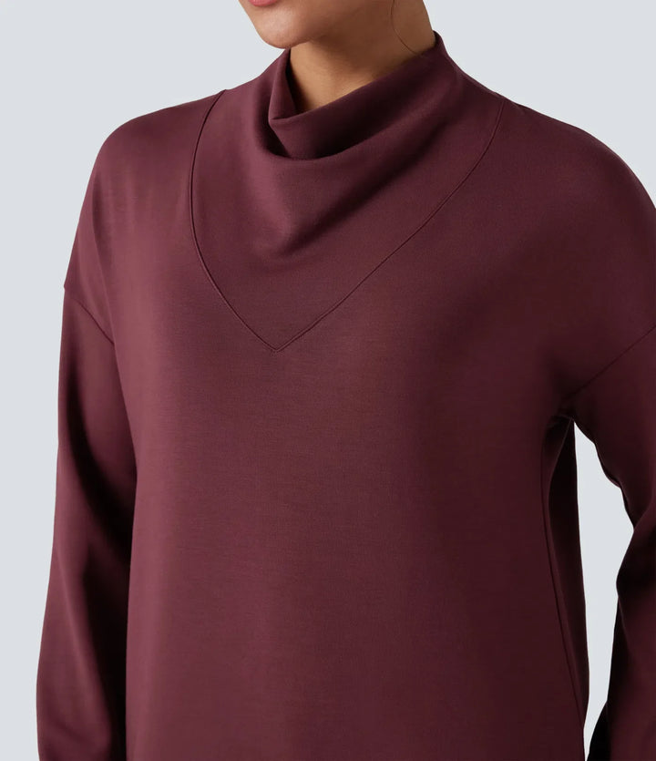 SpacerTek Cowl Neck Long Sleeve Casual Sweatshirt