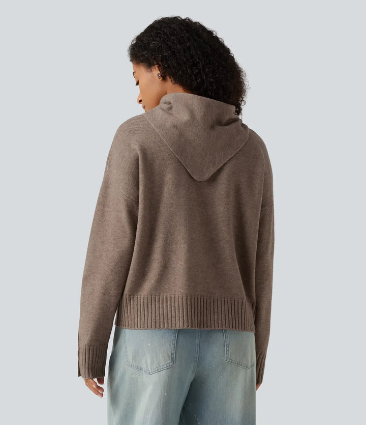 Round Neck Long Sleeve Casual Jumper with Scarf