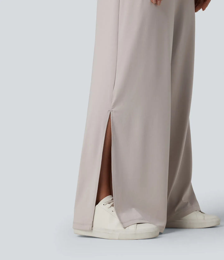 One-shoulder Short Sleeve Split Hem Casual Jumpsuit with Pockets-Easy Peezy