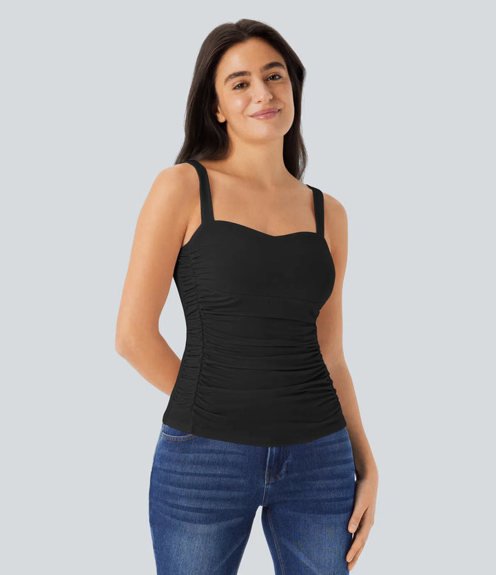 Ruched Backless Casual Tank Vest Top