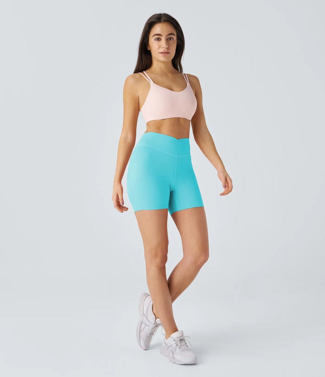Softlyzero Plush High Waisted Crossover Ruched Yoga Shorts 5&