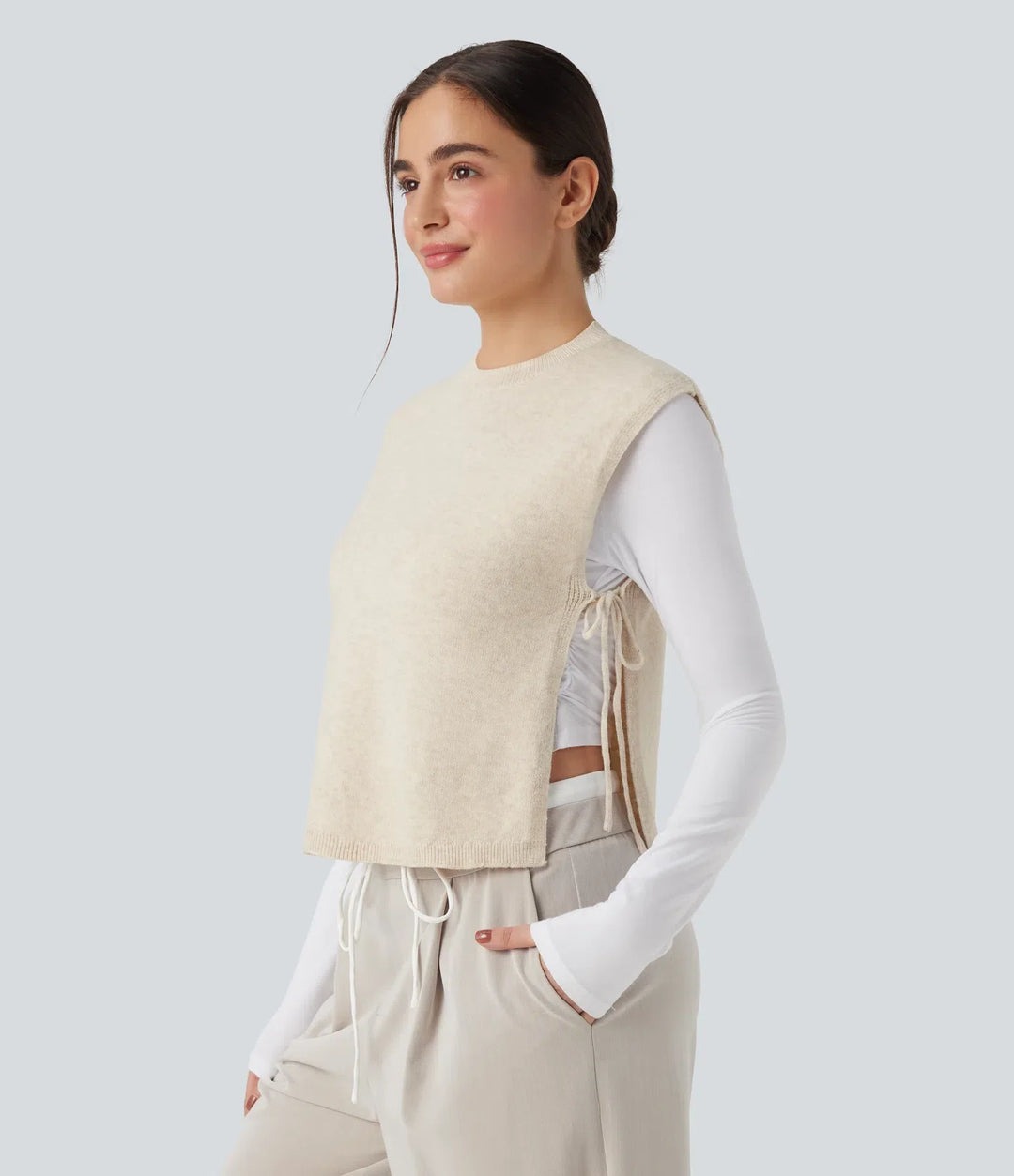 Round Neck Tie Work Jumper Vest