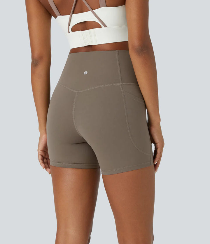 Halara UltraSculpt High Waisted Tummy Control Side Pocket Shaping Training Biker Shorts 5&