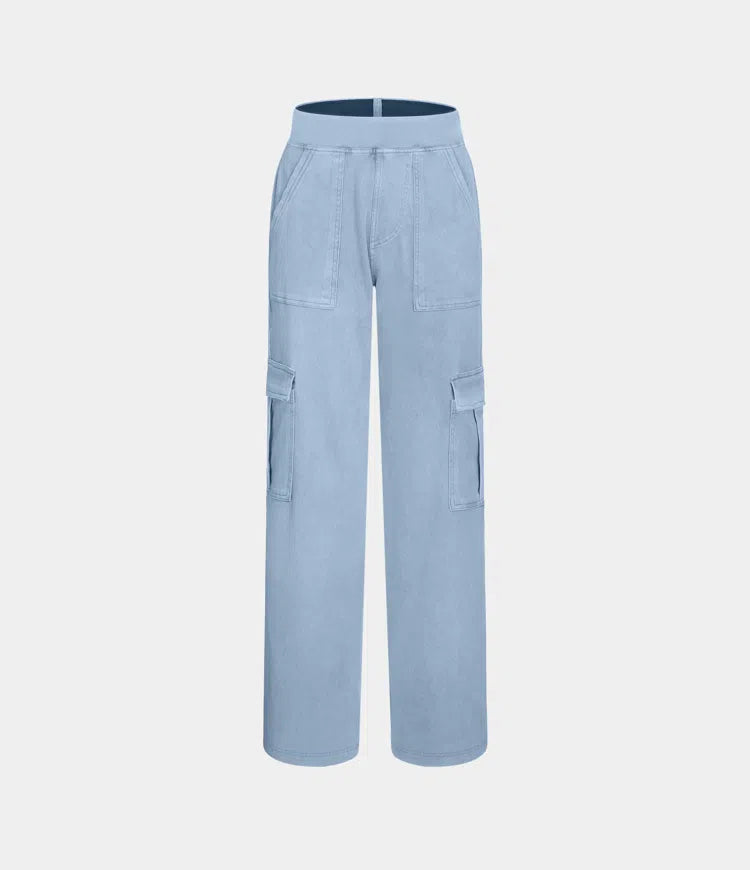 Halara Flex Mid Rise Pockets Straight Leg Casual Cargo Jeans
